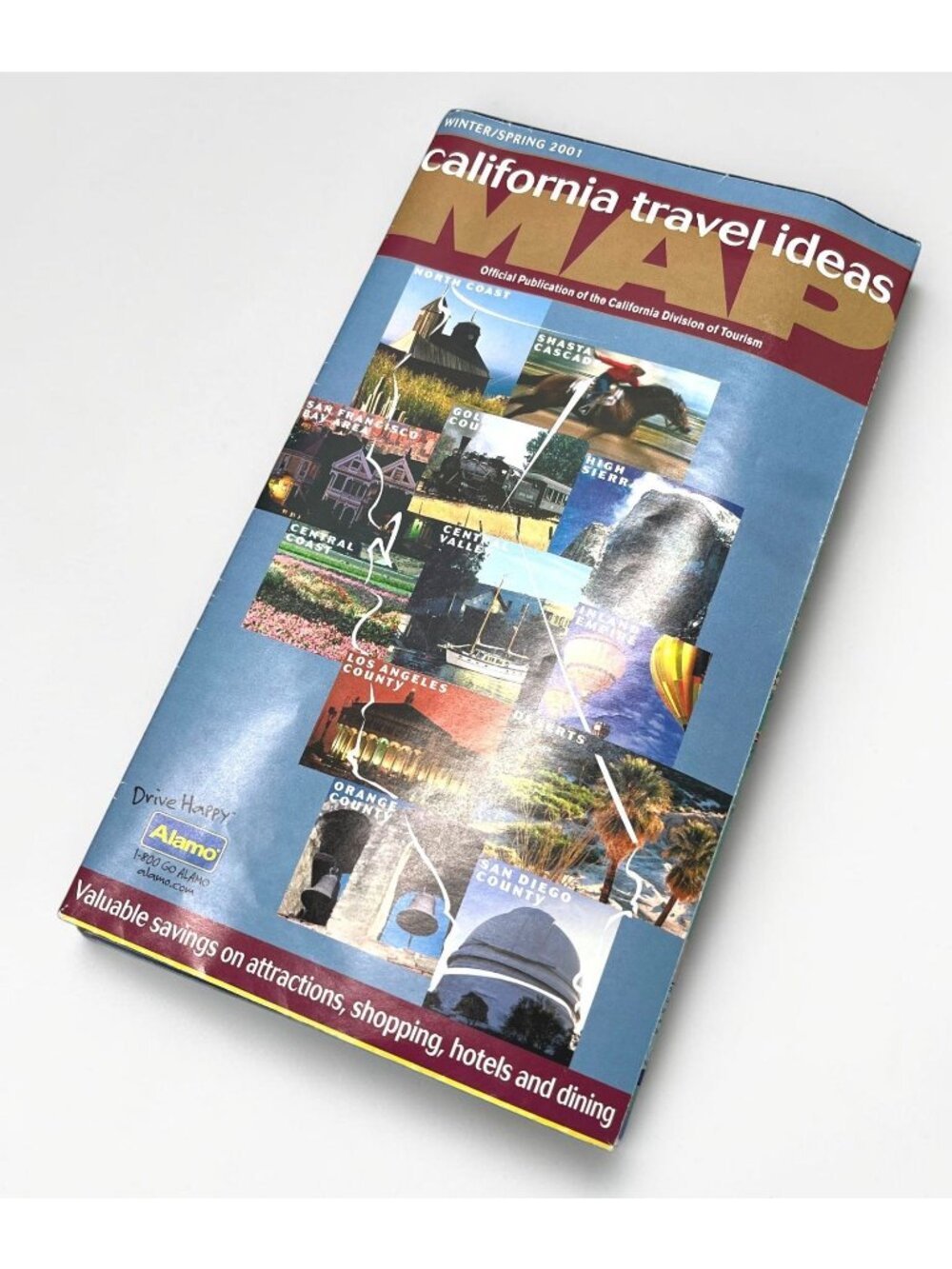California Travel Ideas Map Winter/Spring 2001 Official Tourism Guide Fold Out
